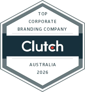 Clutch Top Corporate Branding Company, Australia 2026 award badge