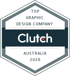 Clutch Top Graphic Design Company, Australia 2026 award badge