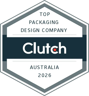 Clutch Top Packaging Design Company, Australia 2026 award badge