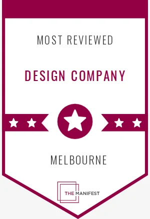 The Manifest Most Reviewed Design Company, Melbourne 2023 award badge