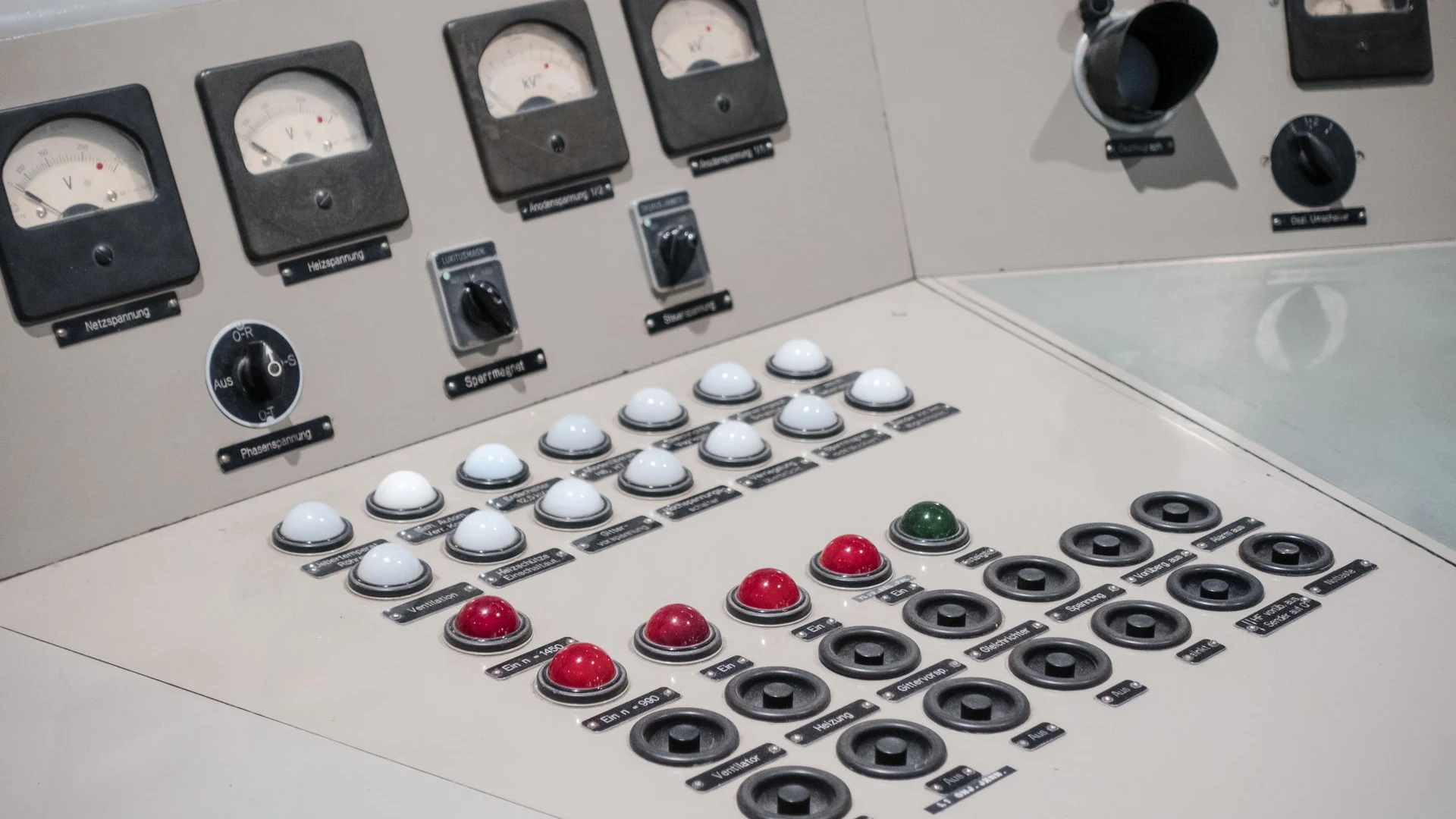 Vintage control panel with analog gauges