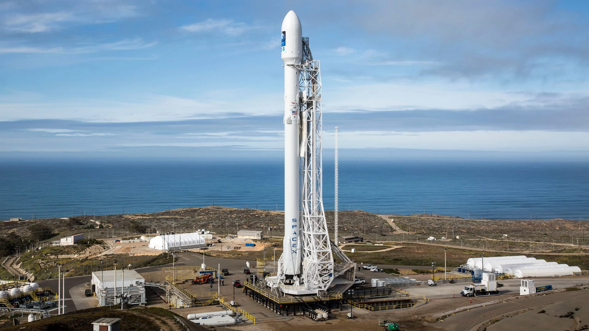 Rocket standing ready on launch pad