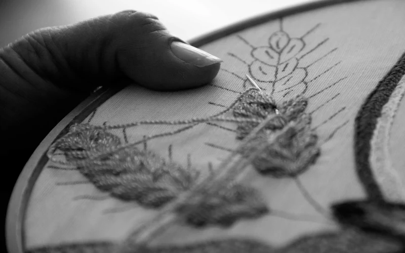 Hand embroidery in progress