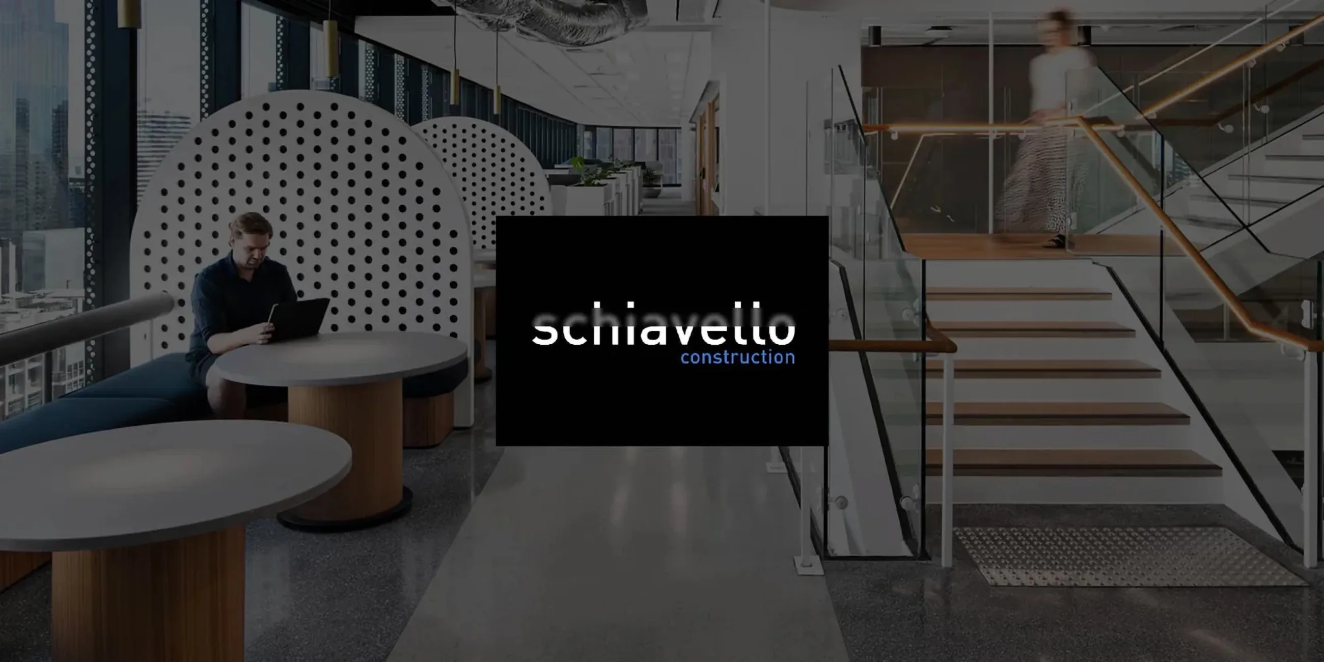 Schiavello logo in a completed workplace fitout