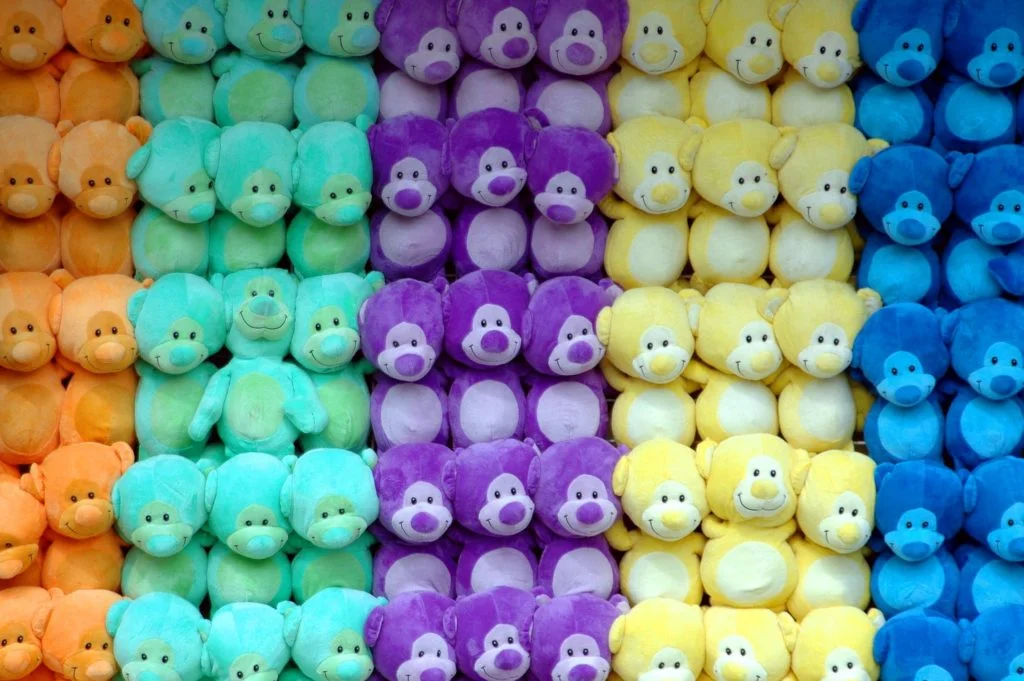 Teddy Bears in Colors Lining Up