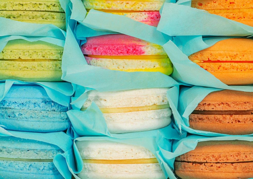 Colourful macarons. Don't go changing something that isn't broken! There's no need to bend to design trends if it doesn't fit your brand. 