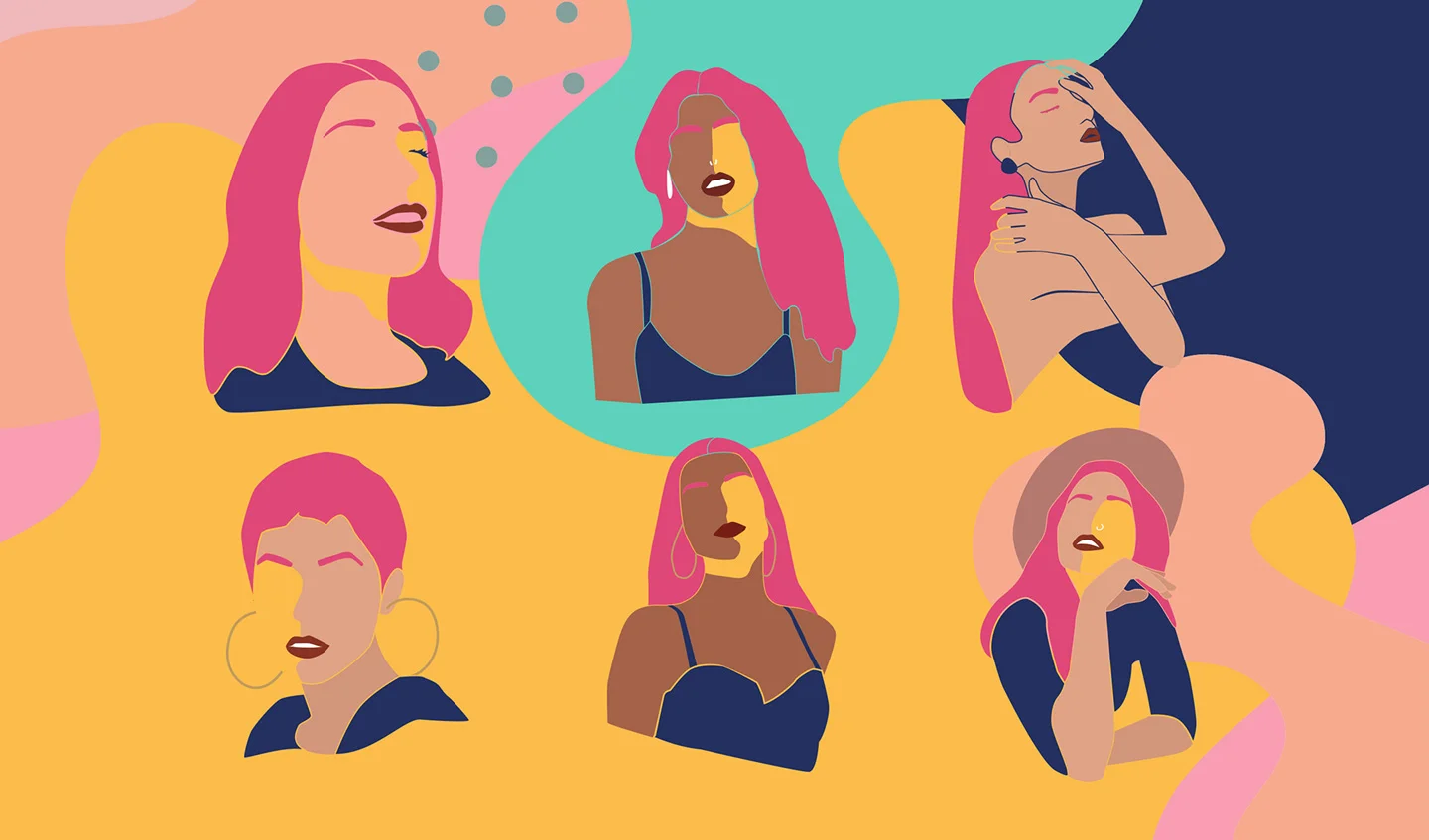 Colorful Woman Face Illustration