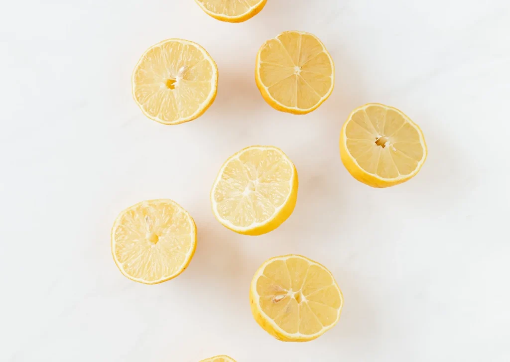 Slices Lemons on White Background