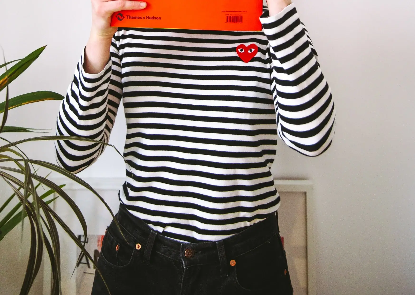Stripes Shirt Girl Holding Book